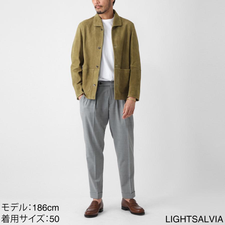 エンメティ EMMETI レザージャケット COLE カーコート ワークジャケット 大きいサイズあり ブラウン メンズ cole-lambskin-suede-lightsalviaの画像
