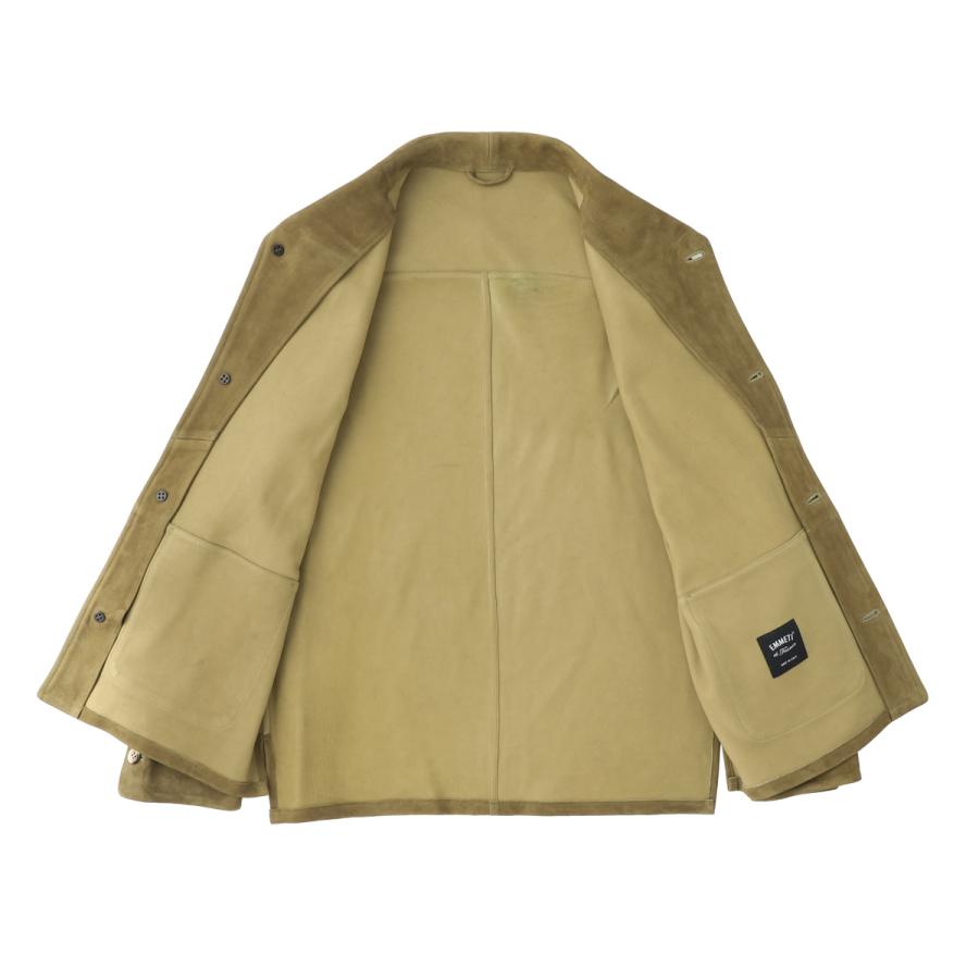 エンメティ EMMETI レザージャケット COLE カーコート ワークジャケット 大きいサイズあり ブラウン メンズ cole-lambskin-suede-lightsalviaの画像