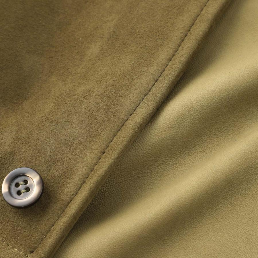 エンメティ EMMETI レザージャケット COLE カーコート ワークジャケット 大きいサイズあり ブラウン メンズ cole-lambskin-suede-lightsalviaの画像