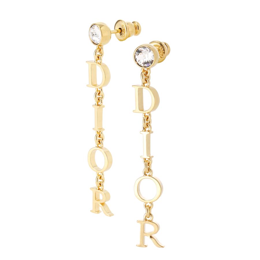 ディオール DIOR ピアス DIOREVOLUTION EARRINGS クリスタル ロゴ ゴールド レディース e4038womcy-319の画像