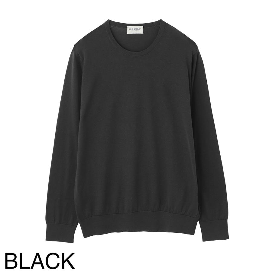 ジョンスメドレー クルーネック 長袖コットンニット ブラック JOHN SMEDLEY（ジョンスメドレー） クルーネック ニット EVONNE シー