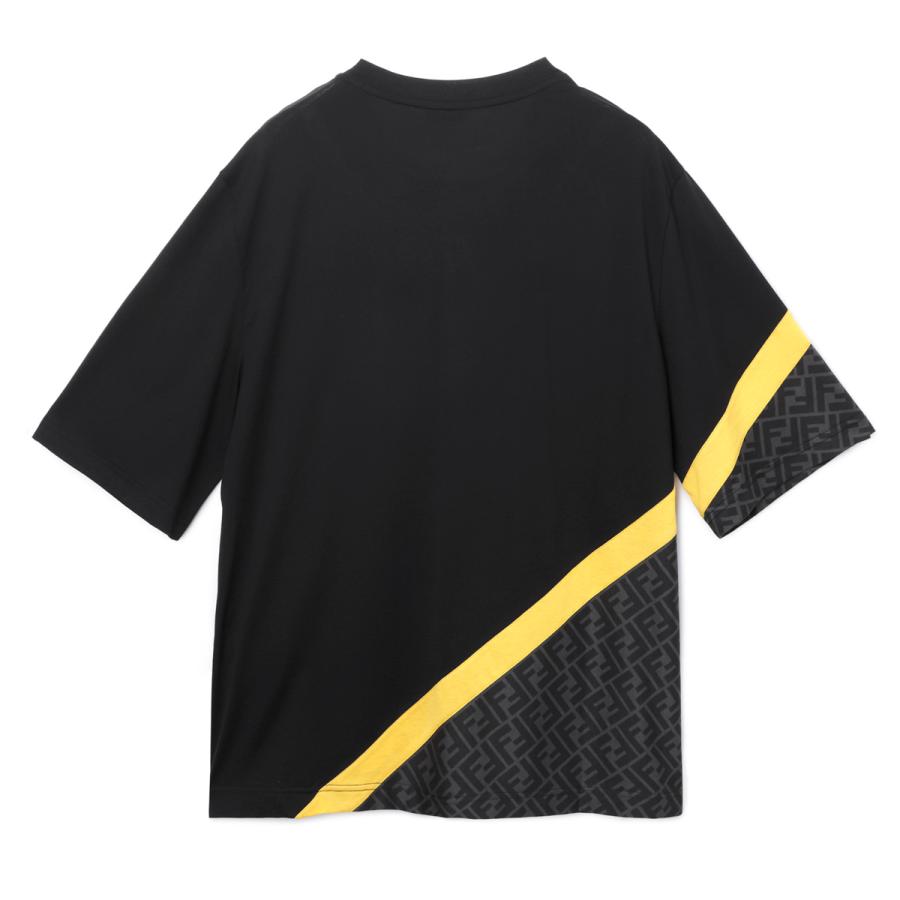 FENDI 黒 Tシャツ カラーストライプ付き FENDI 黒 Tシャツ カラーストライプ付き FENDI 黒 Tシャツ