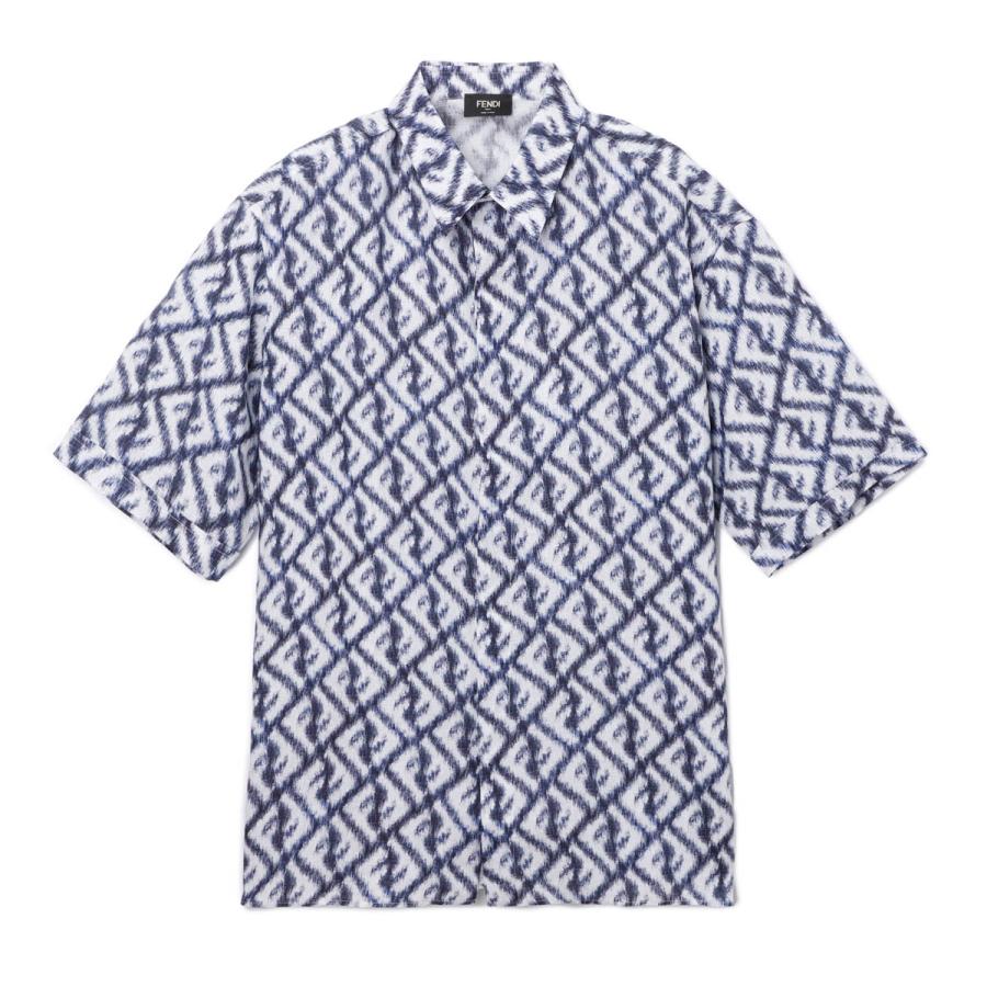 FENDI フェンディ　半袖シャツ　ズッカ柄　ボタン　総柄　フリーサイズ FENDI フェンディ 半袖シャツ ズッカ柄 ボタン 総柄 フリーサイズ