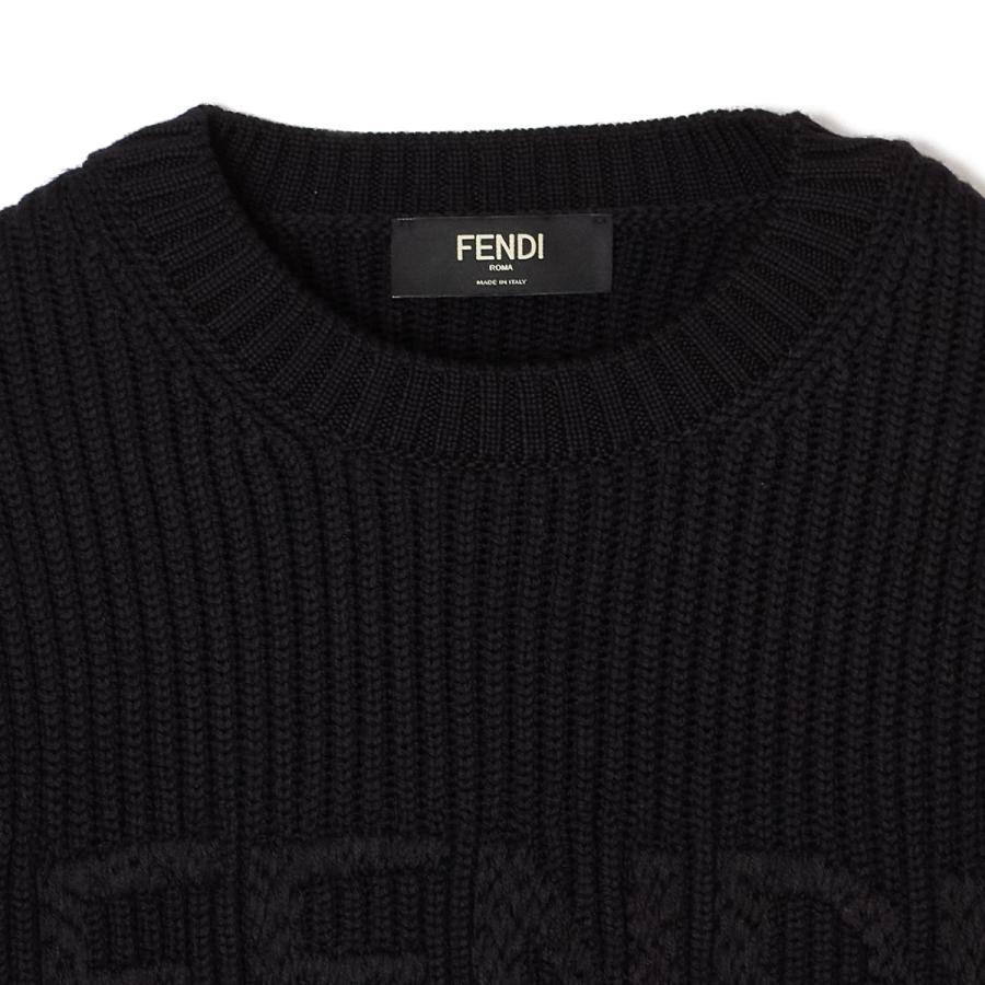 フェンディ FENDI クルーネックニット セーター 大きいサイズあり ブラック メンズ fzx091-aw0c-f0qa1の画像