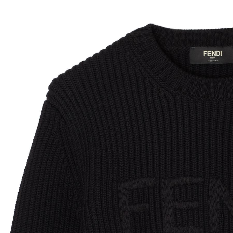 フェンディ FENDI クルーネックニット セーター 大きいサイズあり ブラック メンズ fzx091-aw0c-f0qa1の画像