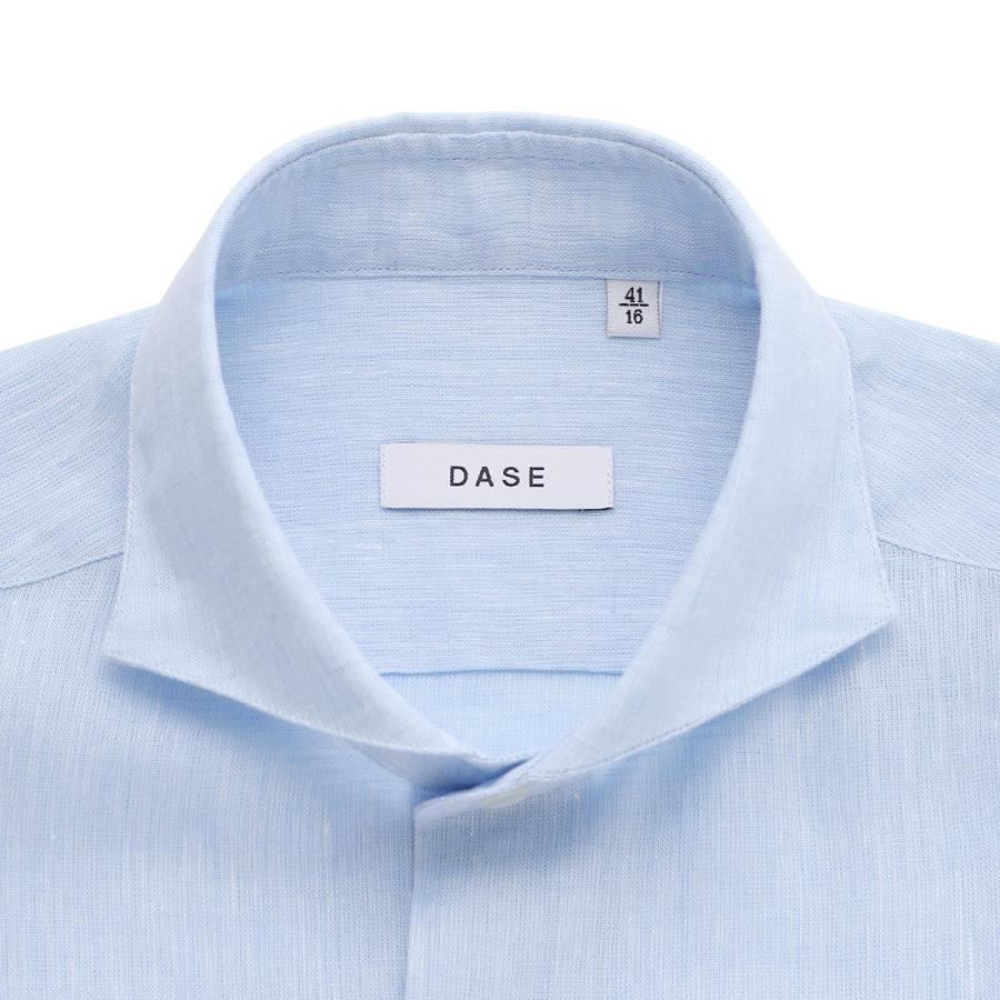 デイス DASE ホリゾンタルカラー リネンシャツ メンズ : モダンブルー