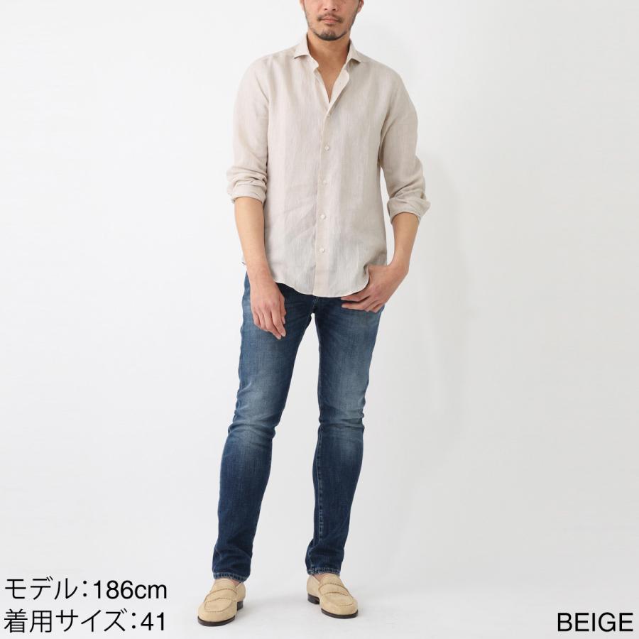 デイス DASE ホリゾンタルカラー リネンシャツ メンズ : モダンブルー