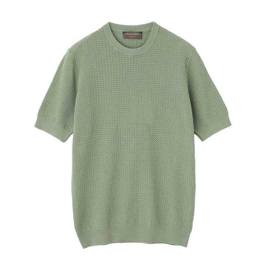 フィリッポ デ ローレンティス FILIPPO DE LAURENTIIS クルーネック 半袖ニット CREWNECK SWEATER SS CREPE COTTON クレープコットン 大きいサイズあり メンズの画像