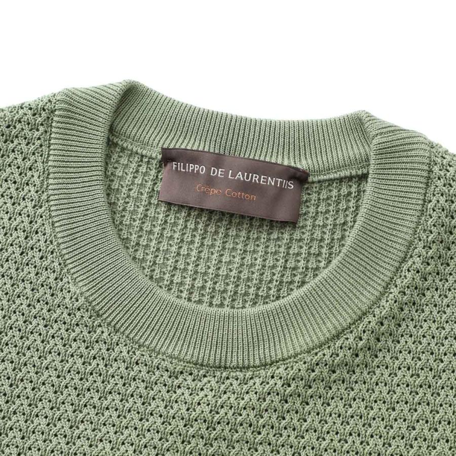 フィリッポ デ ローレンティス FILIPPO DE LAURENTIIS クルーネック 半袖ニット CREWNECK SWEATER SS CREPE COTTON クレープコットン 大きいサイズあり メンズの画像
