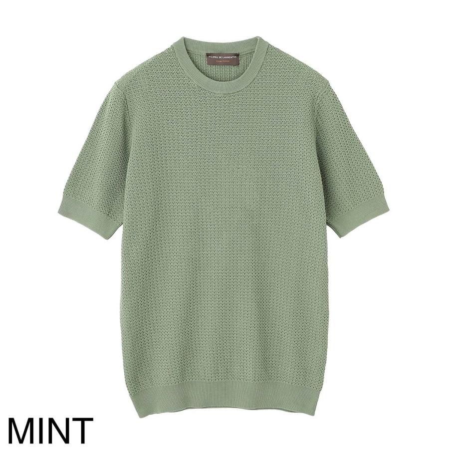 フィリッポ デ ローレンティス FILIPPO DE LAURENTIIS クルーネック 半袖ニット CREWNECK SWEATER SS CREPE COTTON クレープコットン 大きいサイズあり メンズの画像