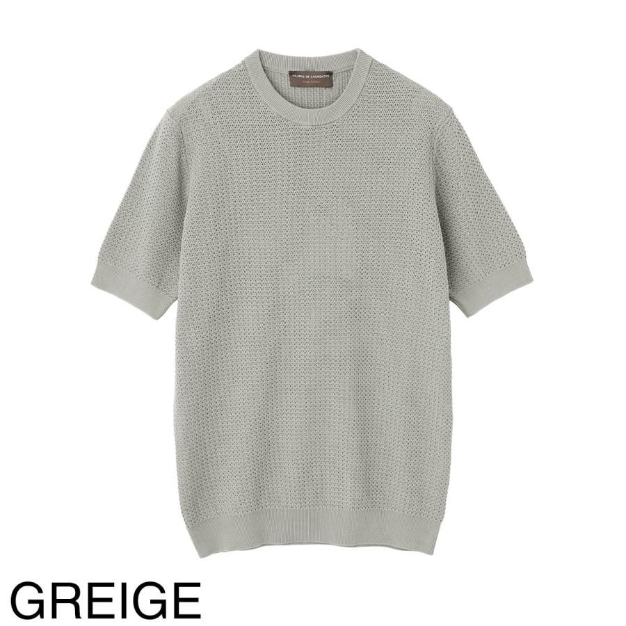 フィリッポ デ ローレンティス FILIPPO DE LAURENTIIS クルーネック 半袖ニット CREWNECK SWEATER SS CREPE COTTON クレープコットン 大きいサイズあり メンズの画像