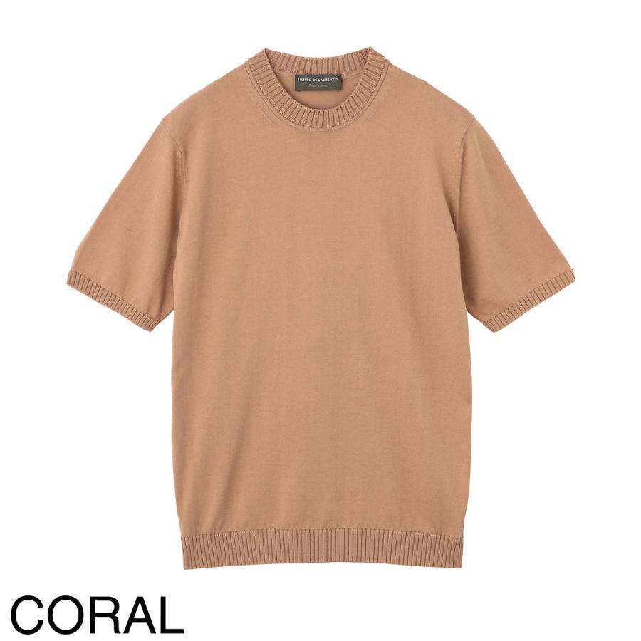 フィリッポ デ ローレンティス FILIPPO DE LAURENTIIS クルーネック 半袖ニット CREWNECK SWEATER SS CREPE COTTON クレープコットン 大きいサイズあり メンズの画像