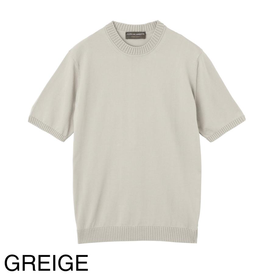 フィリッポ デ ローレンティス FILIPPO DE LAURENTIIS クルーネック 半袖ニット CREWNECK SWEATER SS CREPE COTTON クレープコットン 大きいサイズあり メンズの画像