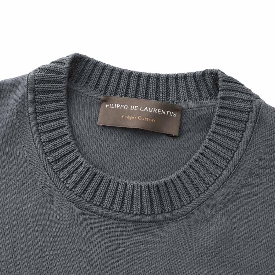 フィリッポ デ ローレンティス FILIPPO DE LAURENTIIS クルーネック 半袖ニット CREWNECK SWEATER SS CREPE COTTON クレープコットン 大きいサイズあり メンズの画像
