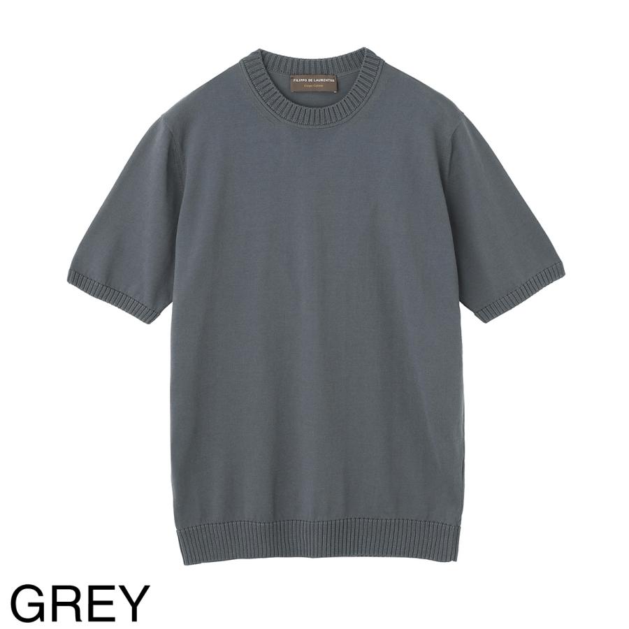 フィリッポ デ ローレンティス FILIPPO DE LAURENTIIS クルーネック 半袖ニット CREWNECK SWEATER SS CREPE COTTON クレープコットン 大きいサイズあり メンズの画像