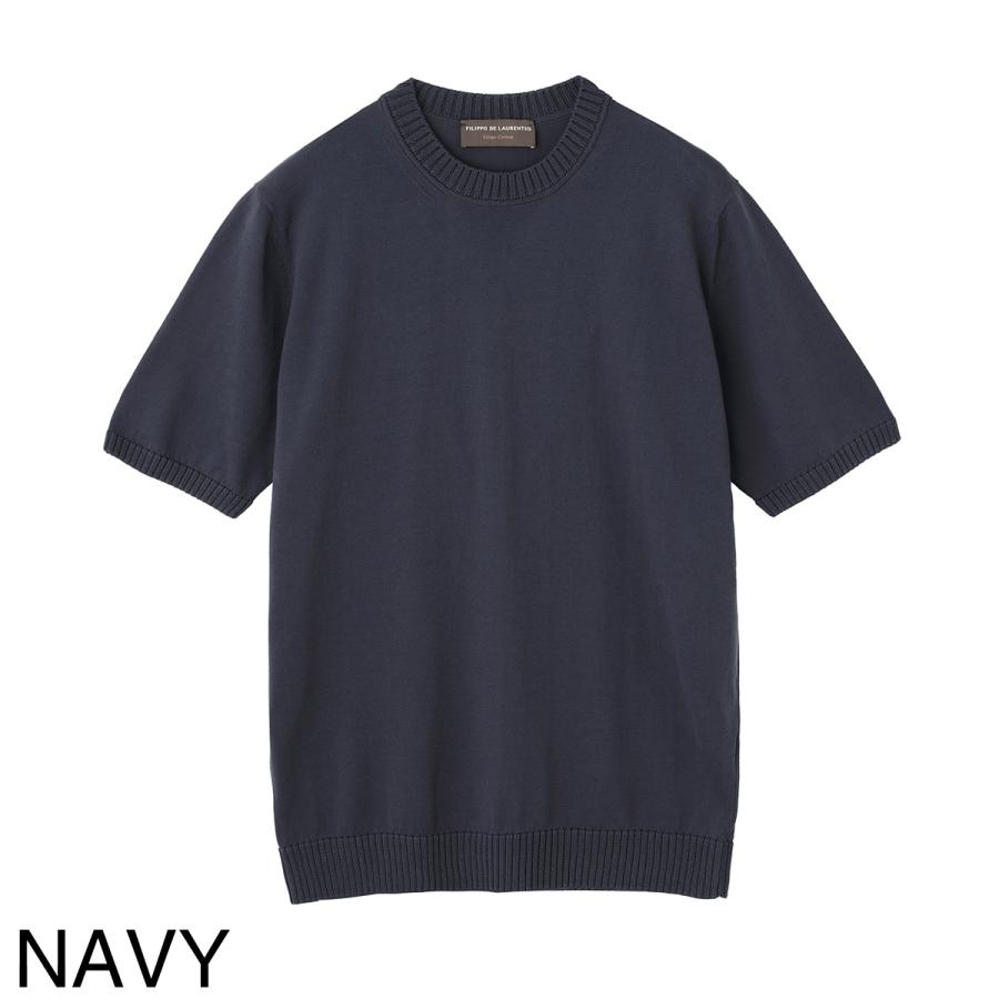 フィリッポ デ ローレンティス FILIPPO DE LAURENTIIS クルーネック 半袖ニット CREWNECK SWEATER SS CREPE COTTON クレープコットン 大きいサイズあり メンズの画像