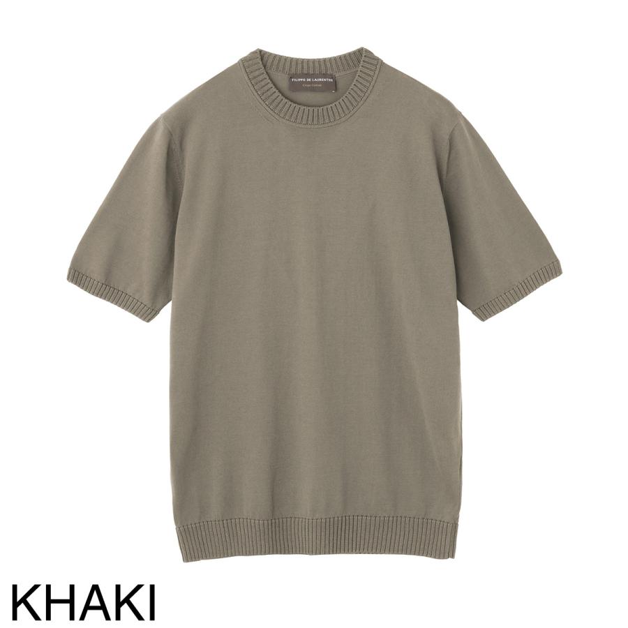 フィリッポ デ ローレンティス FILIPPO DE LAURENTIIS クルーネック 半袖ニット CREWNECK SWEATER SS CREPE COTTON クレープコットン 大きいサイズあり メンズの画像