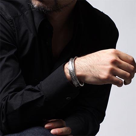 ガーデル GARDEL バングル WEAVING BRACELET ブレスレット シルバー メンズ gdb-062-sv-svの画像