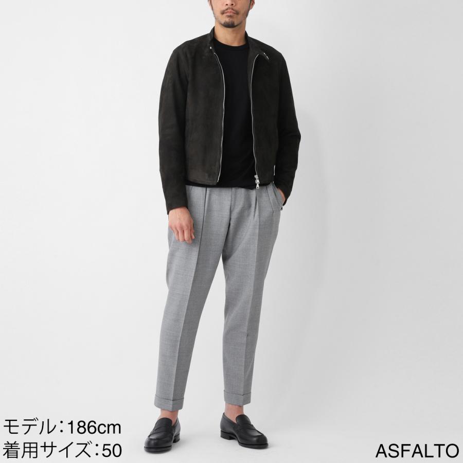 エンメティ EMMETI レザージャケット H UOMO アッカウォモ 干場義雅氏コラボモデル  ライダースジャケット 大きいサイズあり グレー メンズの画像