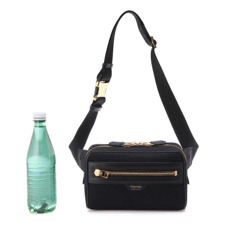 【未使用】TOM FORD ボディバッグ ブラック TOM FORD (トムフォード) レザー ゴールドジップ ボディバッグ
