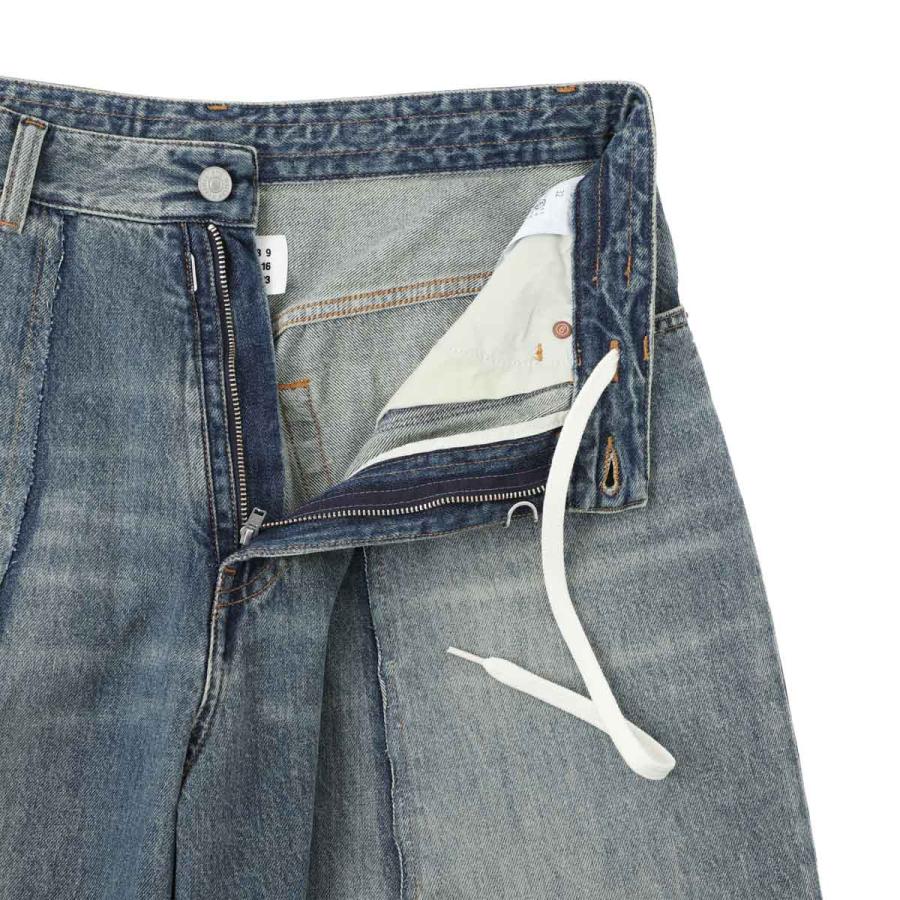 エムエム 6 メゾンマルジェラ MM6 Maison Margiela ジップフライジーンズ WIDE-LEG JEANS ワイドレッグ ジーンズ ブルー メンズ sh0la0011-m30055-961の画像