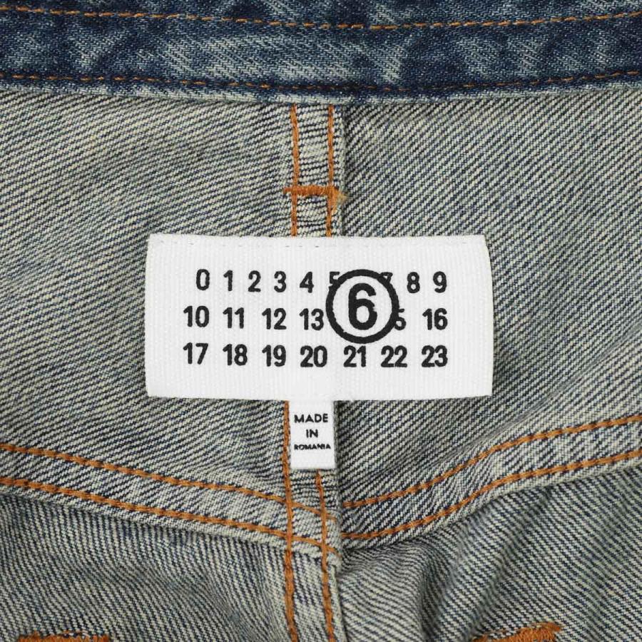 エムエム 6 メゾンマルジェラ MM6 Maison Margiela ジップフライジーンズ WIDE-LEG JEANS ワイドレッグ ジーンズ ブルー メンズ sh0la0011-m30055-961の画像