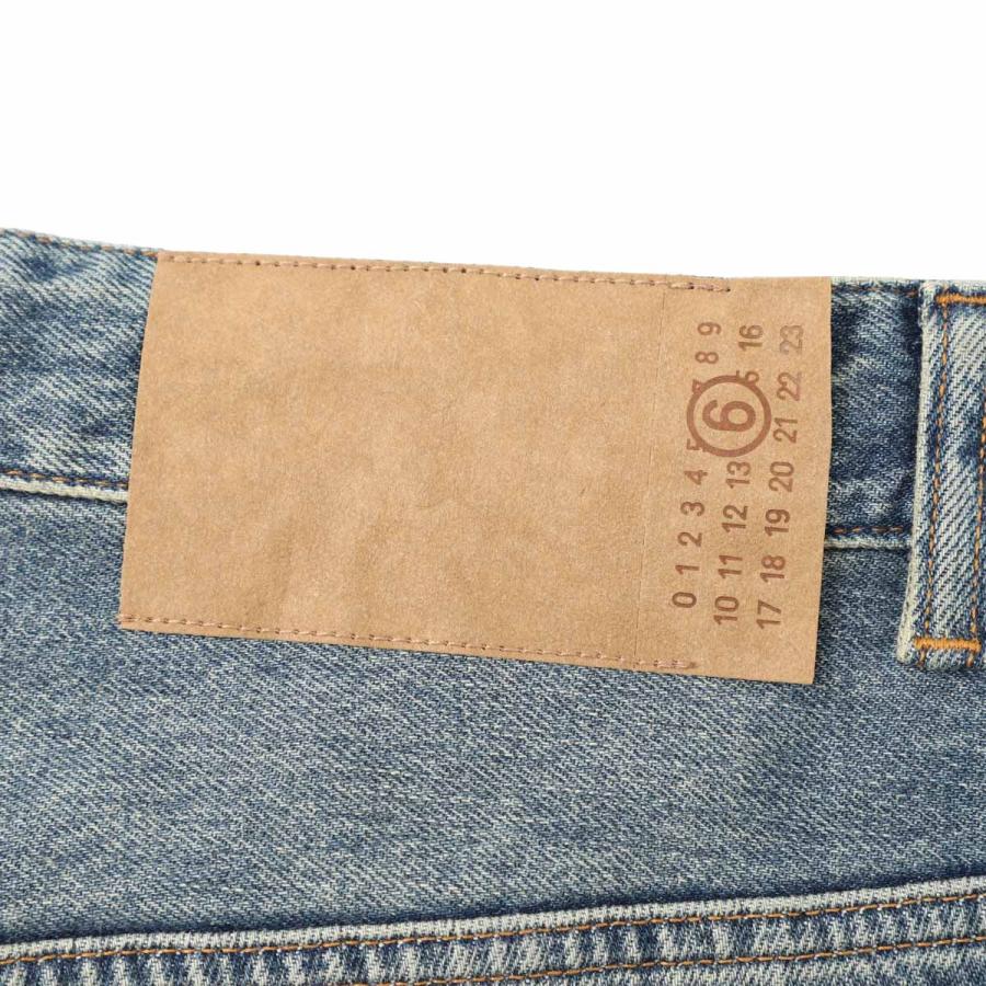 エムエム 6 メゾンマルジェラ MM6 Maison Margiela ジップフライジーンズ WIDE-LEG JEANS ワイドレッグ ジーンズ ブルー メンズ sh0la0011-m30055-961の画像
