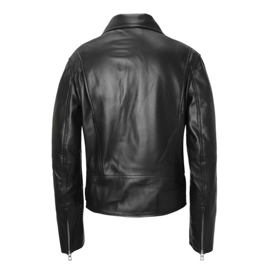 LOEWE ゴートレザー シルク ライダースジャケット ブラック ダブルジップ LOEWE レザー ライダースジャケット | ブラック | FARFETCH JP