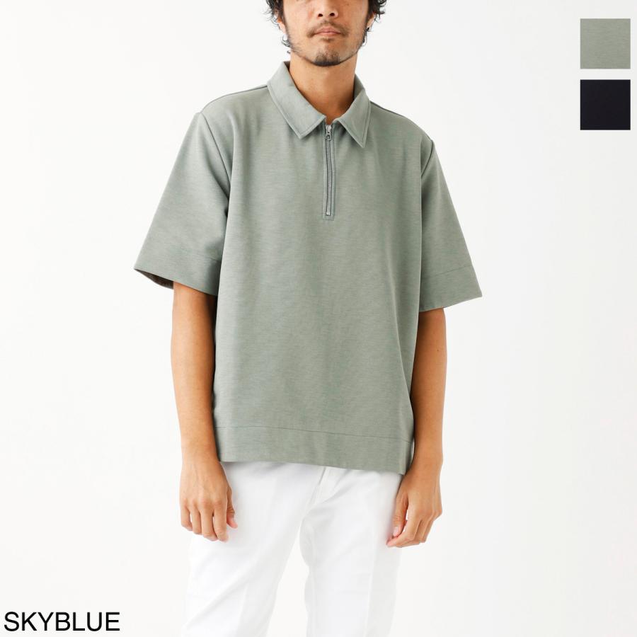 JIL SANDER ネイビー/ブラウン ニットポロ