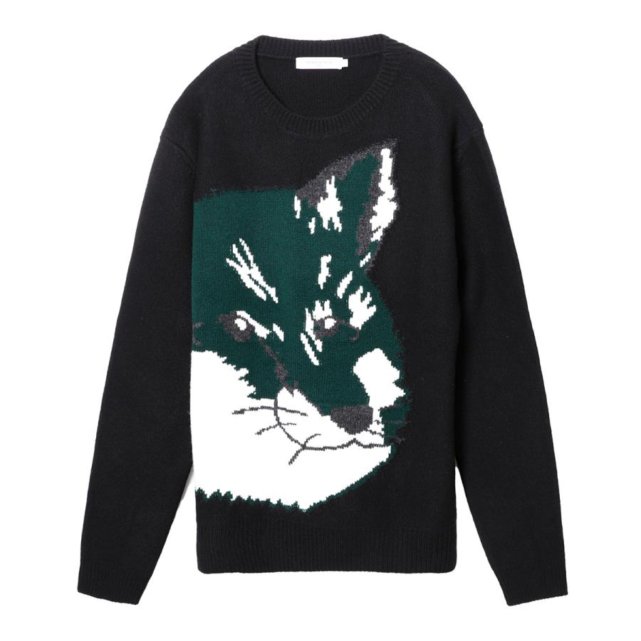 メゾンキツネ MAISON KITSUNE クルーネックニット セーター ブラック