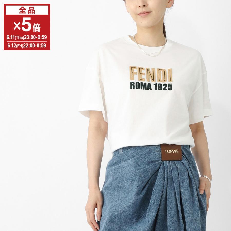 フェンディ FENDI クルーネックTシャツ フェルト ロゴ刺繍 ロゴT KIDS キッズ ホワイト レディース jui204-7aj-f1pcp