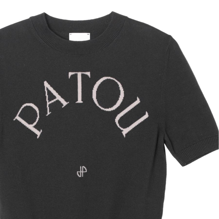 PATOU 半袖ニット ブラック　パトゥ パトゥ PATOU ニット セーター Tシャツ カットソー サマーニット