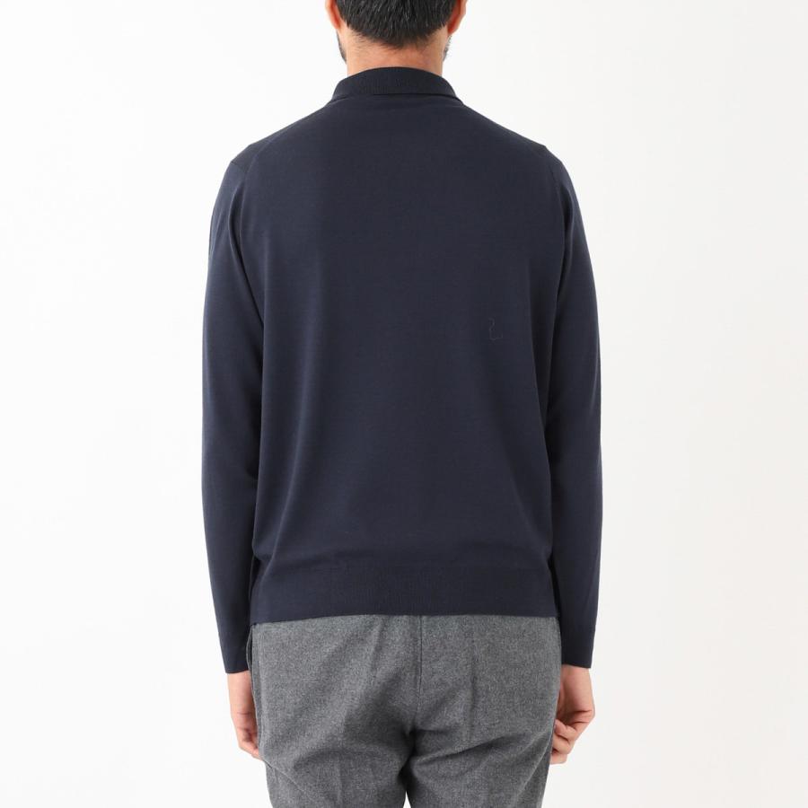 JOHN SMEDLEY KNOLL MODERN FIT ネイビー JOHN SMEDLEY ジョンスメドレー ニット 長袖ポロシャツ/KNOLL MODERN