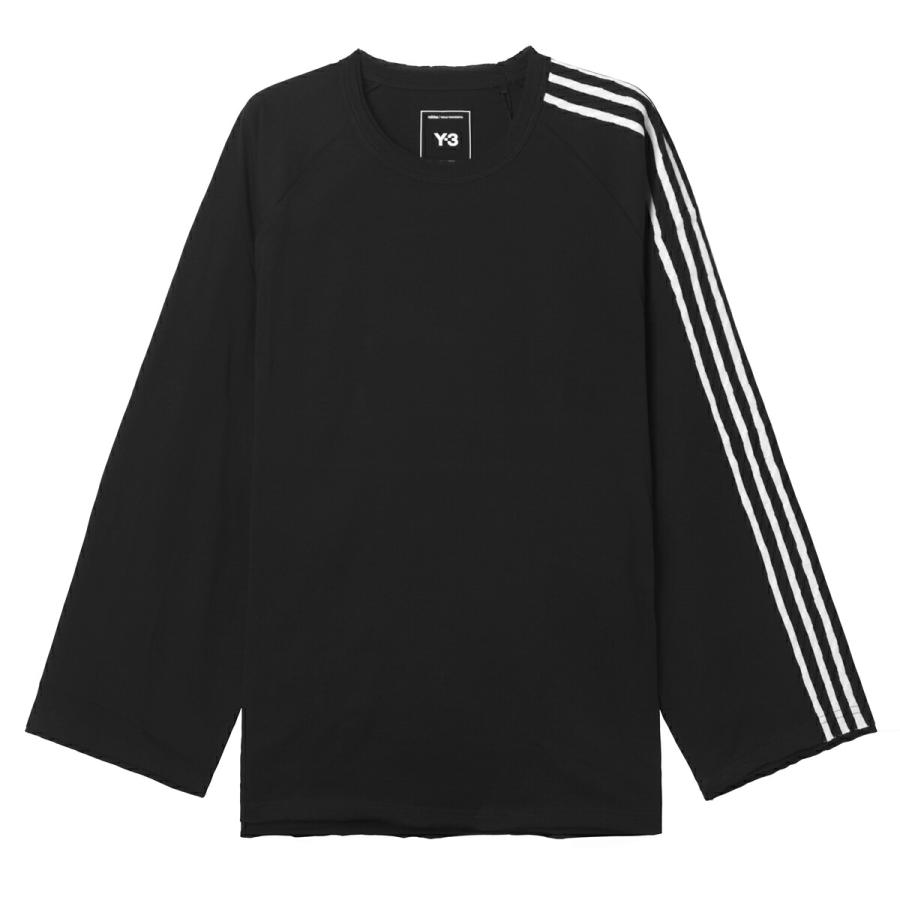 Y-3 ロングTシャツ Y-3 ワイスリー クルーネック 長袖Tシャツ RAW EDGE 3 STRIPES LONG