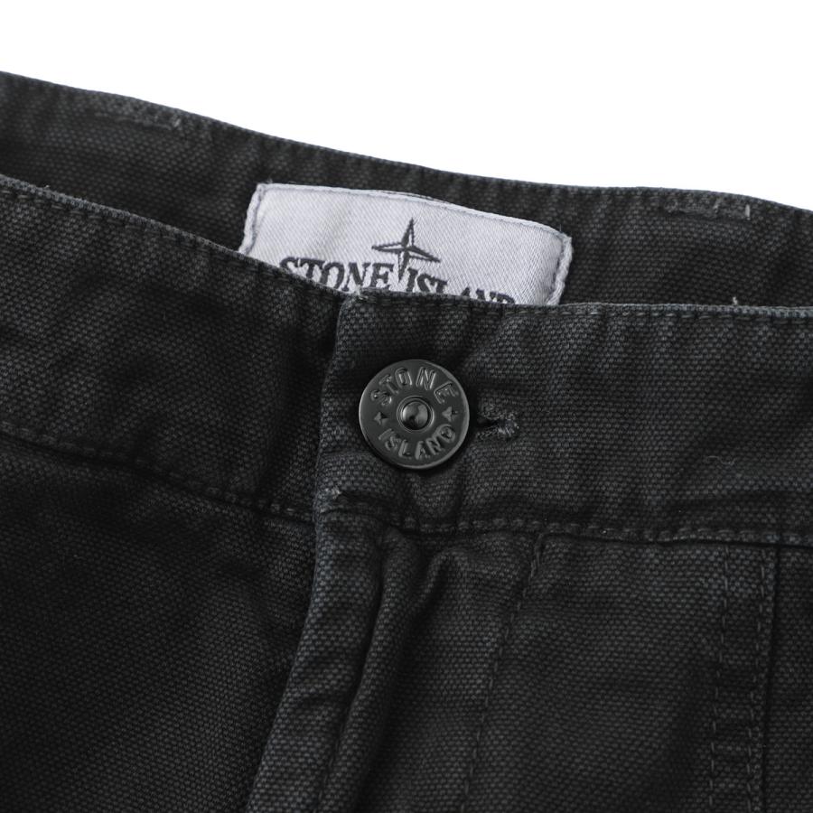 ストーンアイランド STONE ISLAND ハーフカーゴパンツ L100014 ORGANIC PANAMA COTTON 'OLD' EFFECT カーゴバミューダパンツ ブラック メンズの画像