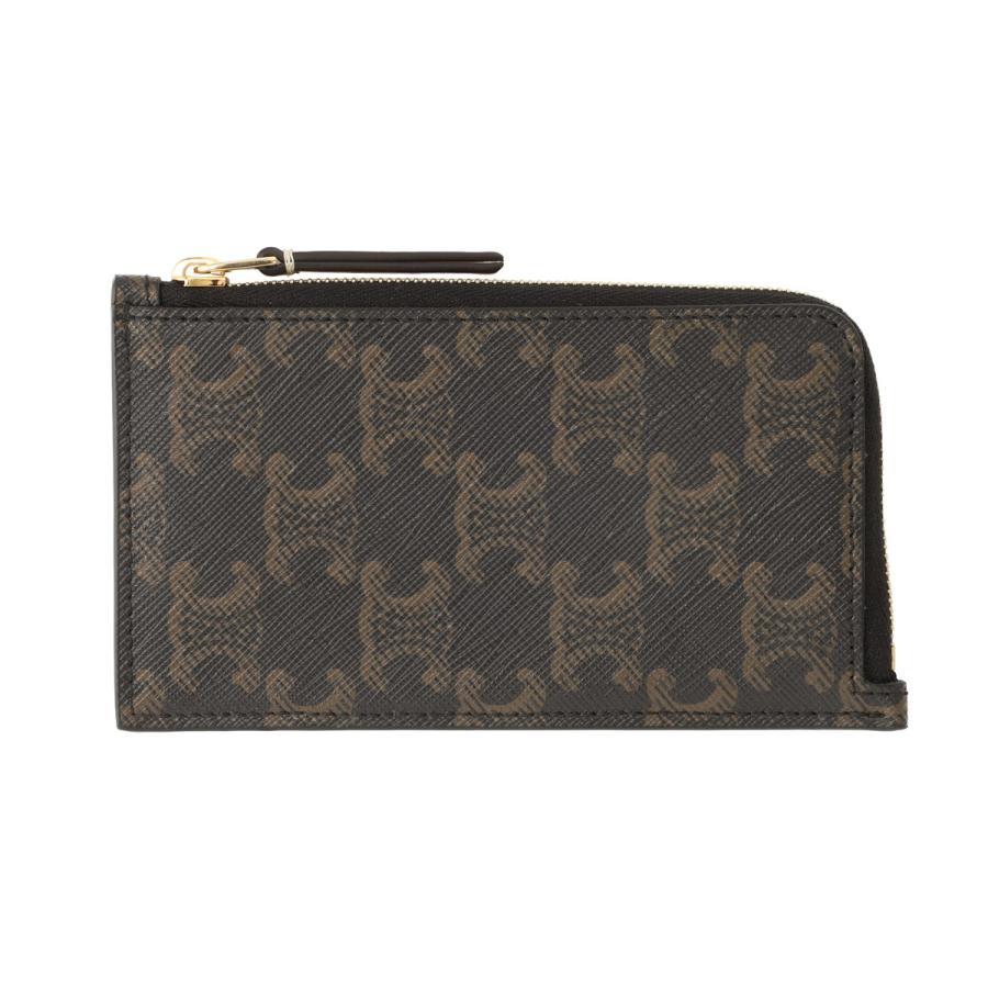 服*庫様 CELINE ケース ブラック/ブラウン CELINE（セリーヌ） カードケース LONG ZIPPED CARD HOLDER TRIOMPHE