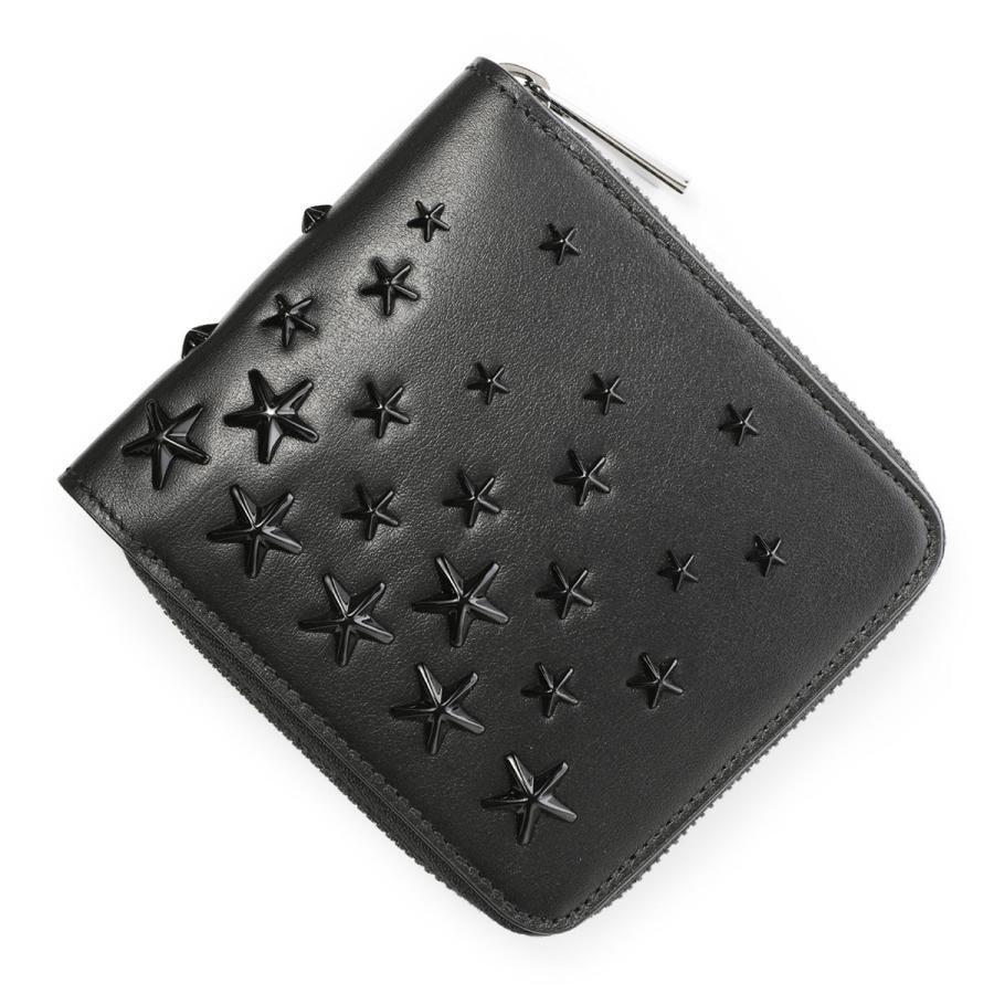 JIMMY CHOO 二つ折り財布 スターエンボス ブラック メンズ JIMMY CHOO（ジミーチュウ） JIMMY CHOO 2つ折り財布 小銭入れ付き