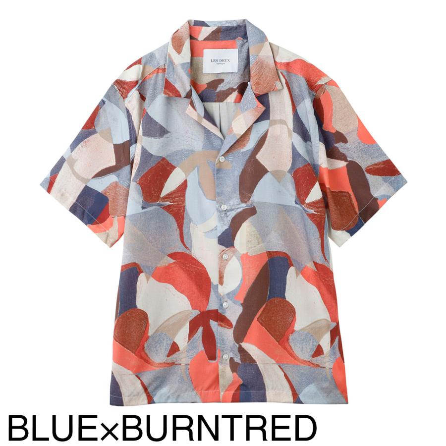 Noah 【美品】TheoryLuxeCottonLeat半袖シャツ水色 レドゥ Les Deux 半袖シャツ KNOX AOP TENCEL SS SHIRT 半袖