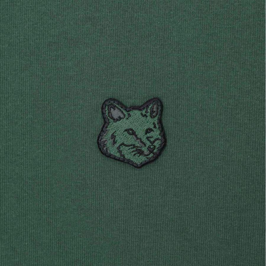 メゾンキツネ MAISON KITSUNE クルーネック長袖カットソー BOLD FOX HEAD PATCH グリーン メンズ lm00109kj0118-p399-bottlegreen｜mb-y｜06