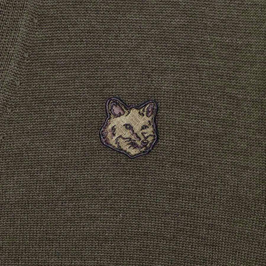 メゾンキツネ　トリコロール　カーディガン　カーキ アウトレット】MAISON KITSUNE メゾンキツネ カーディガン
