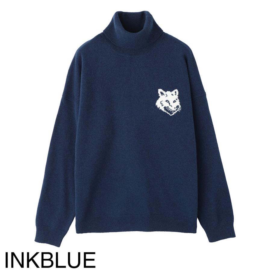 メゾンキツネ MAISON KITSUNE タートルネック ニット FOX HEAD INTARSIA COMFORT HIGH NECK JUMPER メンズ lm00820kt1063-p476-inkblue｜mb-y｜10