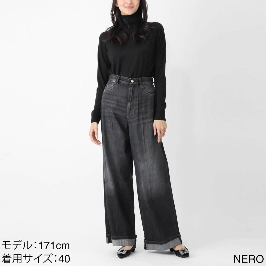 SMaxMara ダークデニム ワイドレッグパンツ エスマックスマーラ S Max Mara ジップフライジーンズ LUSSO コットン
