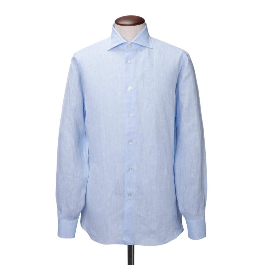 ボリエッロ　シャツ　ブルー　メンズ ボリエッロ BORRIELLO ワイドカラー リネンシャツ MARECHIARO SLIM FIT