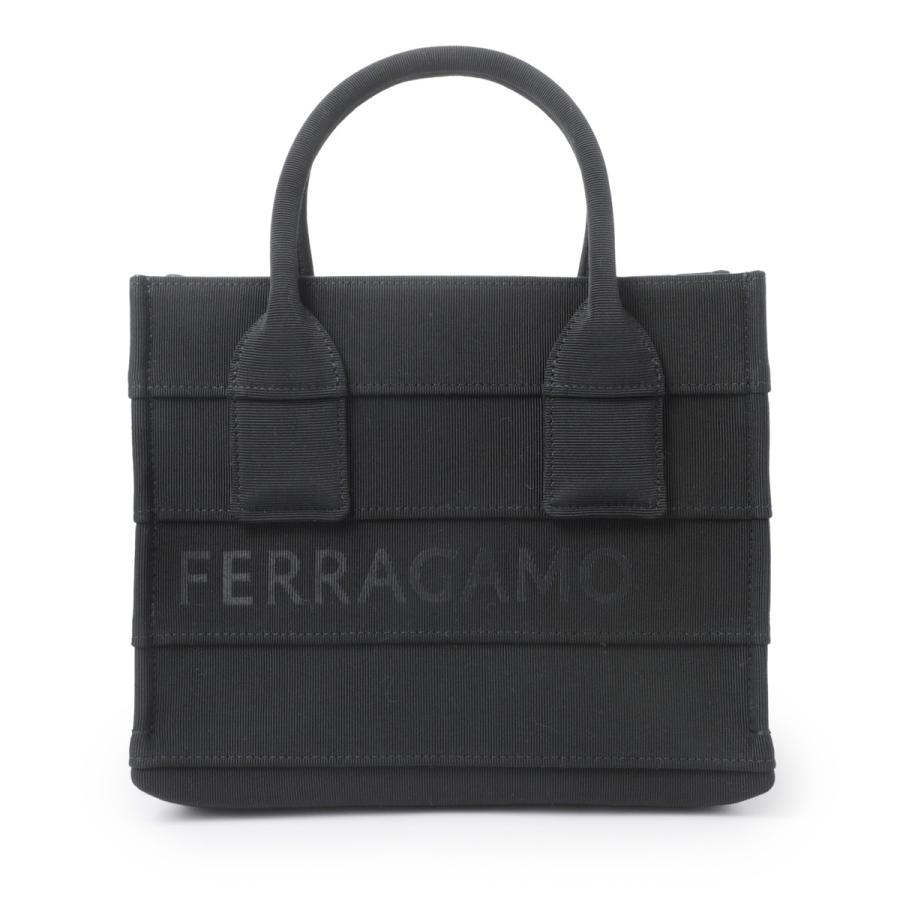 Salvatore Ferragamo ブラック トートバッグ FERRAGAMO（フェラガモ） トートバッグ キャンバス/レザー ブラック