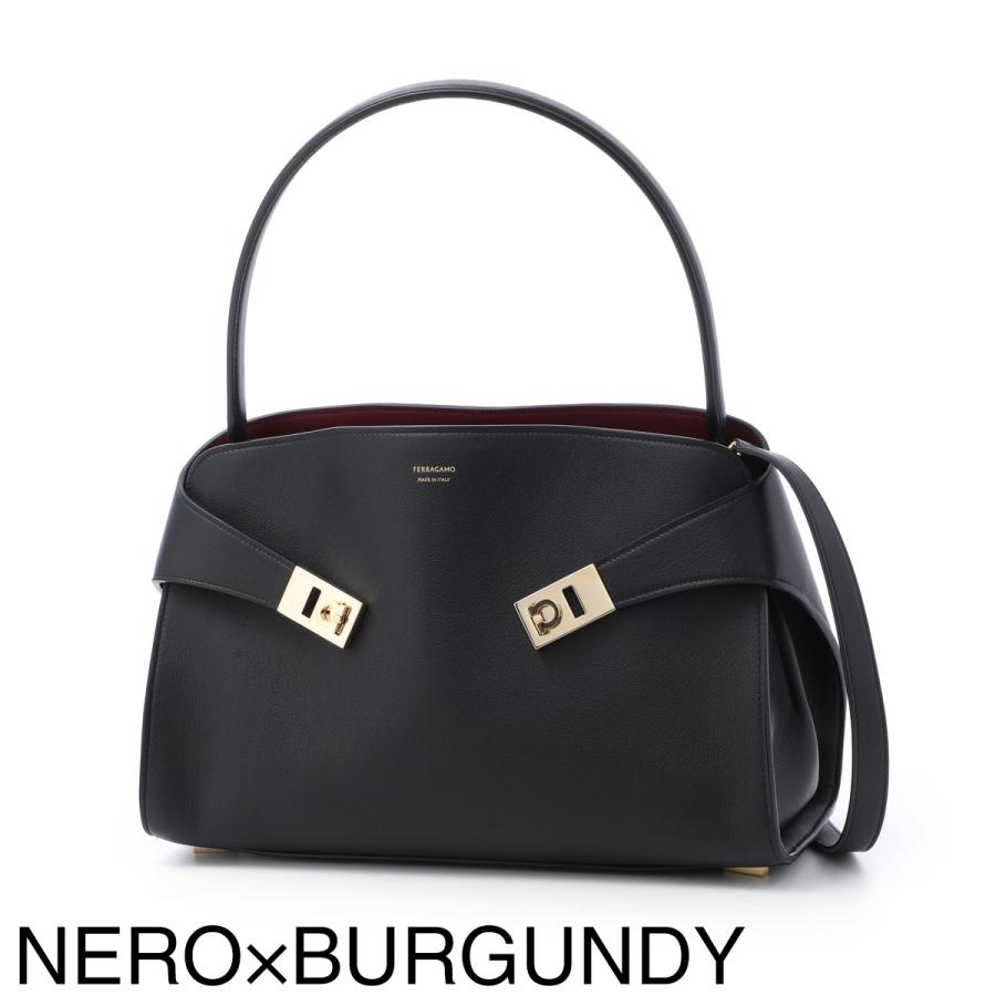 Ferragamo ブラック ハンドバッグ　2way FERRAGAMO（フェラガモ） ハンドバッグ 2WAY HUG SOFT BICOLOR