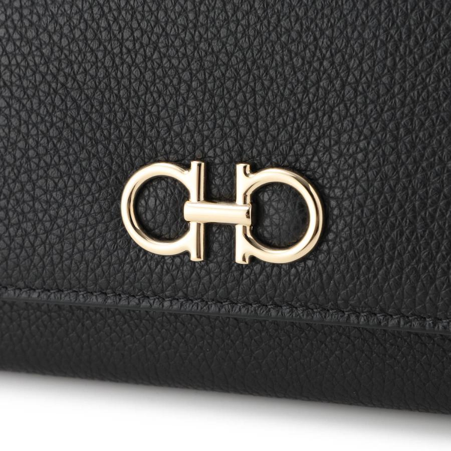 フェラガモ FERRAGAMO 長財布 小銭入れ付き GANCINI ガンチーニ チェーンウォレット ブラック レディース 220636-770374-neroの画像