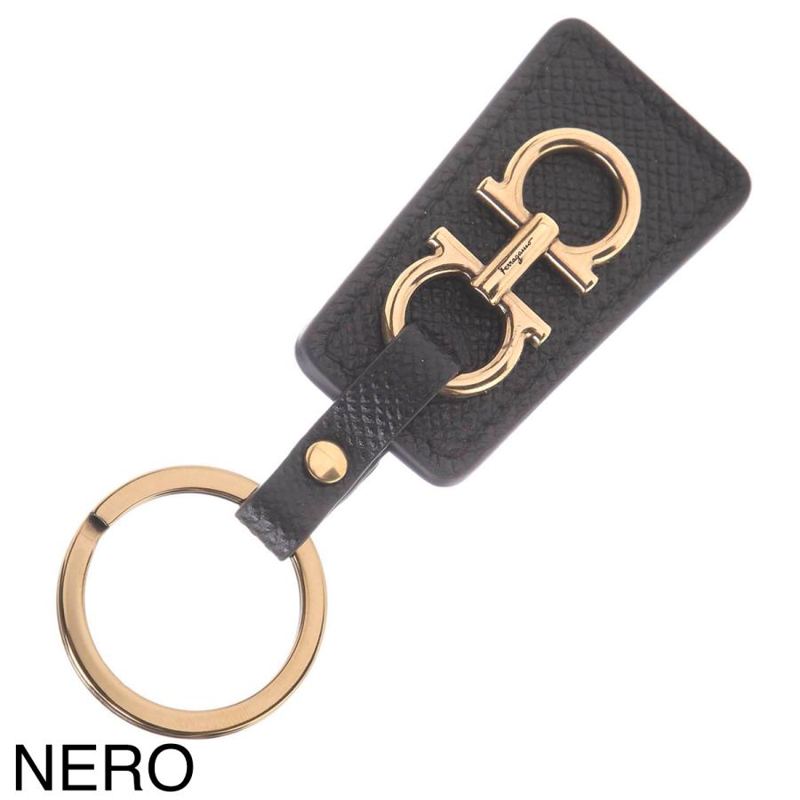 未使用 Ferragamo フェラガモ キーリング レザー 革 ブラック 現行 FERRAGAMO フェラガモ (Salvatore Ferragamo) キーリング