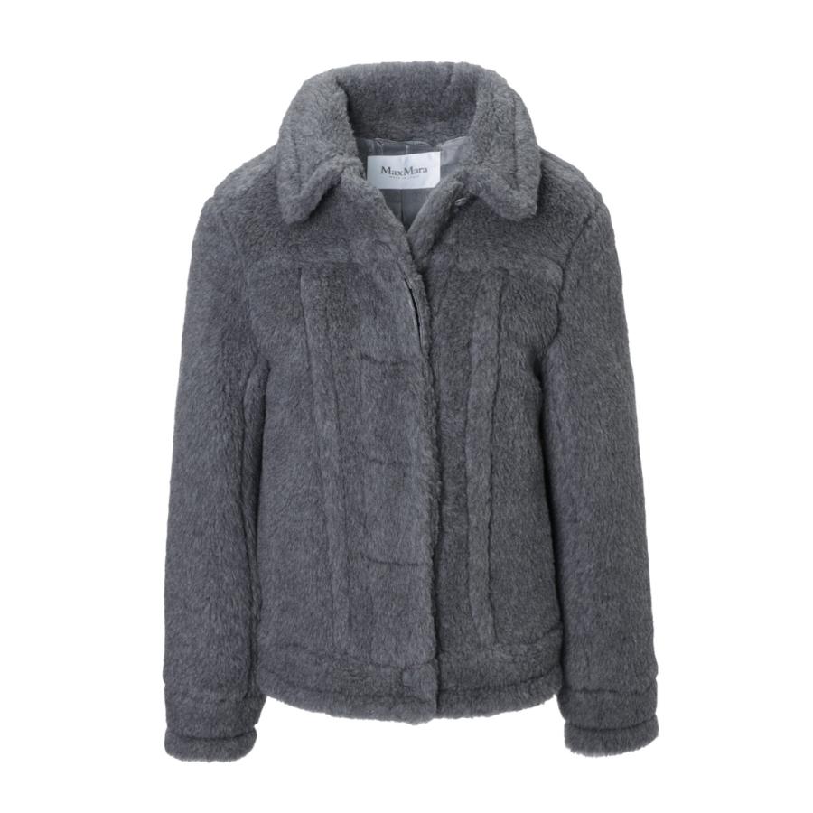 【未使用】Max Mara　シルク×ニット　ボンバージャケット　グレー Max Mara マックスマーラ ショートジャケット TEDDINO1 ボア