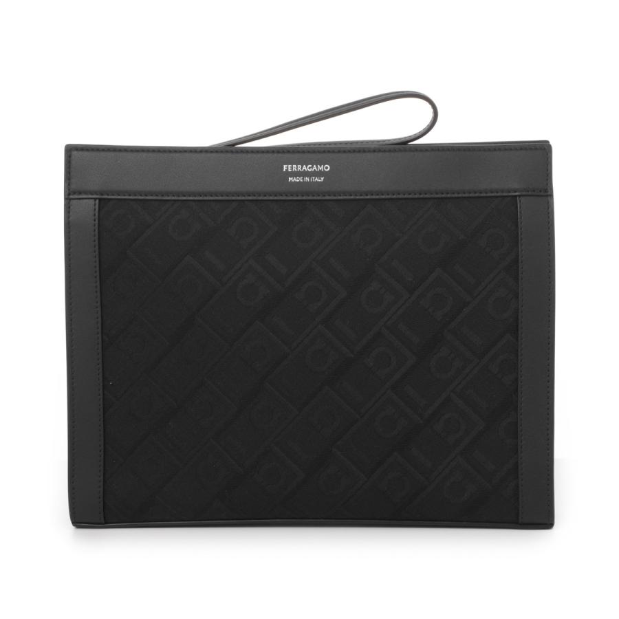 フェラガモ クラッチ　パーティー　バッグ FERRAGAMO（フェラガモ） クラッチバッグ ブラック メンズ all-over