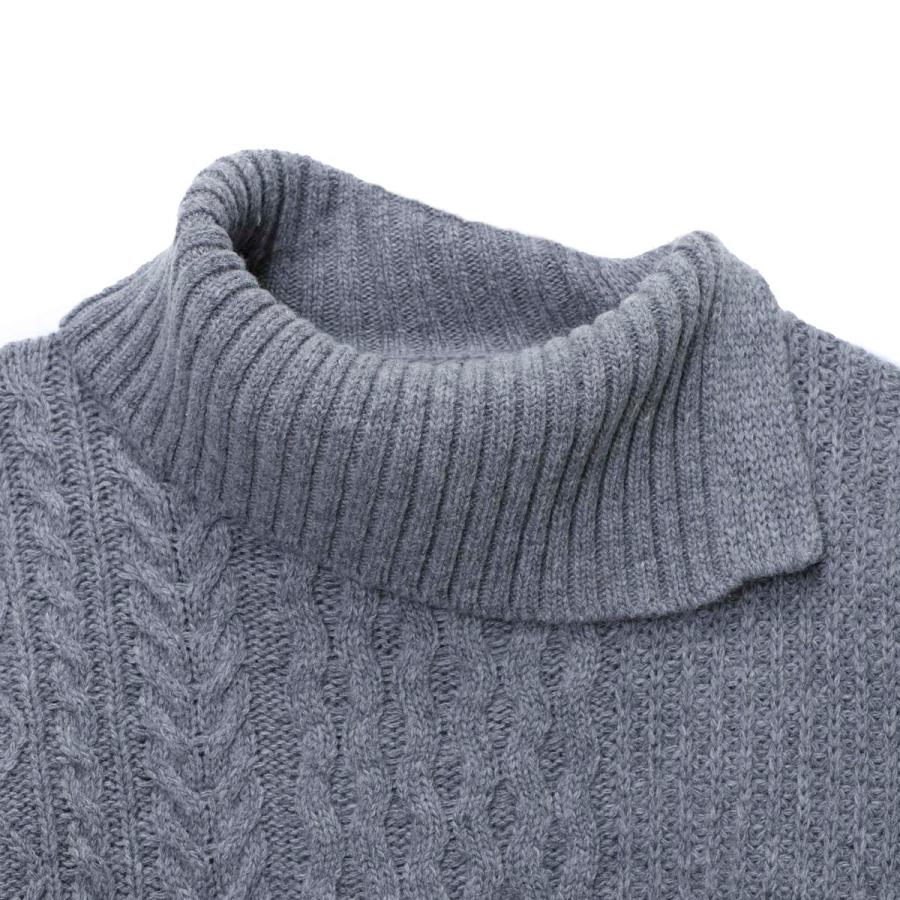 マックスマーラ　グレー タートルネック ケーブルニットセーター マックスマーラ】 タートル ハイネック ケーブル編みニット グレー